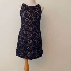 Taylor Ruched Black Lace Dress